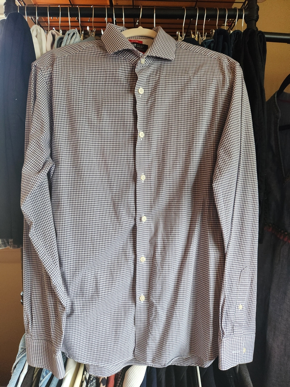 Kenneth Cole Men's Checked Dress Shirt - Blue/White